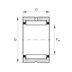 滾針軸承 NCS1216, 機(jī)加工滾道，根據(jù) ABMA 18.2 - 1982，英制