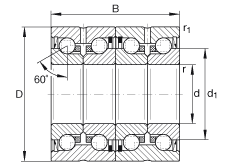 推力角接觸球軸承 ZKLN2557-2RS-2AP, 配對，雙向，兩側(cè)唇密封