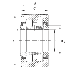 支撐型滾輪 PWTR4090-2RS, 滿裝滾子，軸向引導(dǎo)，兩側(cè)唇密封
