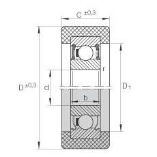 滾輪 KLRZ12X41X16-2RSR, 帶塑料箍，兩側(cè)密封