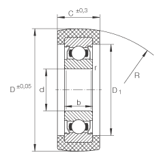 滾輪 KLRU12X47X20-2Z, 帶塑料箍，兩側密封