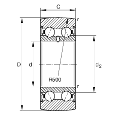 滾輪 LR50/8-2RSR, 雙向，兩側(cè)密封