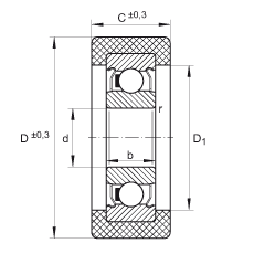 滾輪 KLRZ10X30X10-2Z, 帶塑料箍，兩側(cè)密封
