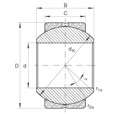 關(guān)節(jié)軸承 GE14-PB, 根據(jù) DIN ISO 12 240-1 標(biāo)準(zhǔn)，尺寸系列 K，需維護(hù)