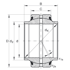 關節(jié)軸承 GE50-HO-2RS, 根據(jù) DIN ISO 12 240-1 標準, 需維護，兩側唇密封