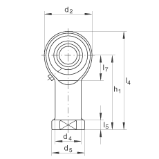 桿端軸承 GIKR20-PB, 根據(jù) DIN ISO 12 240-4 標準，帶右旋內(nèi)螺紋，需維護