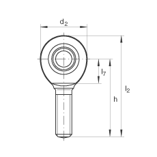 桿端軸承 GAL8-UK, 根據(jù) DIN ISO 12 240-4 標(biāo)準(zhǔn)，帶左旋外螺紋，需維護(hù)