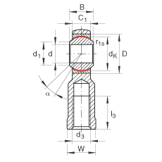 桿端軸承 GIKR10-PW, 根據(jù) DIN ISO 12 240-4 標(biāo)準(zhǔn)，帶右旋內(nèi)螺紋，需維護(hù)