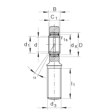 桿端軸承 GAR8-DO, 根據(jù) DIN ISO 12 240-4 標(biāo)準(zhǔn)，帶右旋外螺紋，需維護(hù)
