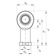 桿端軸承 GIR25-UK, 根據(jù) DIN ISO 12 240-4 標準，帶右旋內(nèi)螺紋，免維護