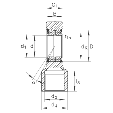 液壓桿端軸承 GIHRK60-DO, 根據(jù) DIN ISO 12 240-4 標(biāo)準(zhǔn)，帶右旋螺紋夾緊裝置，需維護(hù)