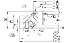 交叉滾子軸承 XSA141094-N, 標(biāo)準(zhǔn)系列 14， 外部的齒輪齒，兩側(cè)唇密封