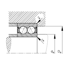 角接觸球軸承 3810-B-2RSR-TVH, 雙列，雙側(cè)唇密封，接觸角 α = 25°