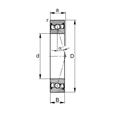 主軸軸承 HSS71909-C-T-P4S, 調(diào)節(jié)，成對安裝，接觸角 α = 15°，兩側(cè)唇密封，非接觸，加嚴(yán)公差