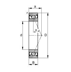 主軸軸承 HSS7017-E-T-P4S, 調(diào)節(jié)，成對(duì)安裝，接觸角 α = 25°，兩側(cè)唇密封，非接觸，限制公差