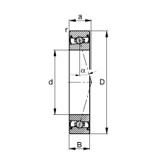 主軸軸承 HCS71906-C-T-P4S, 調(diào)節(jié)，成對安裝，接觸角 α = 15°，兩側(cè)唇密封，非接觸，限制公差
