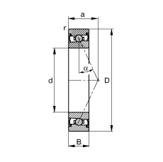主軸軸承 HCS71901-E-T-P4S, 調(diào)節(jié)，成對或單元安裝，接觸角 α = 25°，兩側(cè)唇密封，非接觸，限制公差