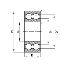 深溝球軸承 4312-B-TVH, 根據(jù) DIN 625-3 標(biāo)準(zhǔn)的主要尺寸，雙列