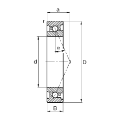 主軸軸承 HS71928-E-T-P4S, 調(diào)節(jié)，成對或單元安裝，接觸角 α = 25°，限制公差