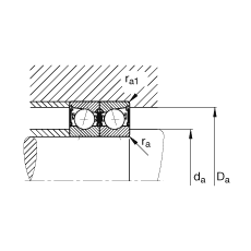 主軸軸承 B71910-C-2RSD-T-P4S, 調(diào)節(jié)，成對(duì)安裝，接觸角 α = 15°，兩側(cè)唇密封，非接觸，加嚴(yán)公差