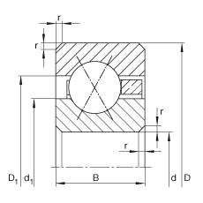 薄截面軸承 CSXG075, 四點接觸球軸承，類型X，運行溫度 -54°C 到 +120°C