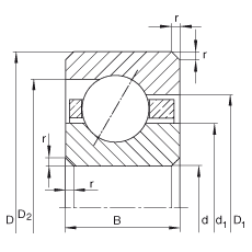 薄截面軸承 CSEG070, 角接觸球軸承，類型E，運行溫度 -54°C 到 +120°C
