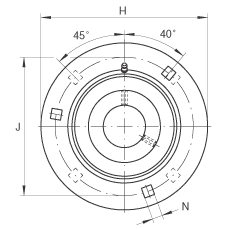 軸承座單元 GRRY20-VA, 帶三個(gè)/四個(gè)螺栓孔的法蘭的軸承座單元，沖壓鋼板，內(nèi)圈帶平頭螺釘，R 型密封， 耐腐蝕保護(hù)
